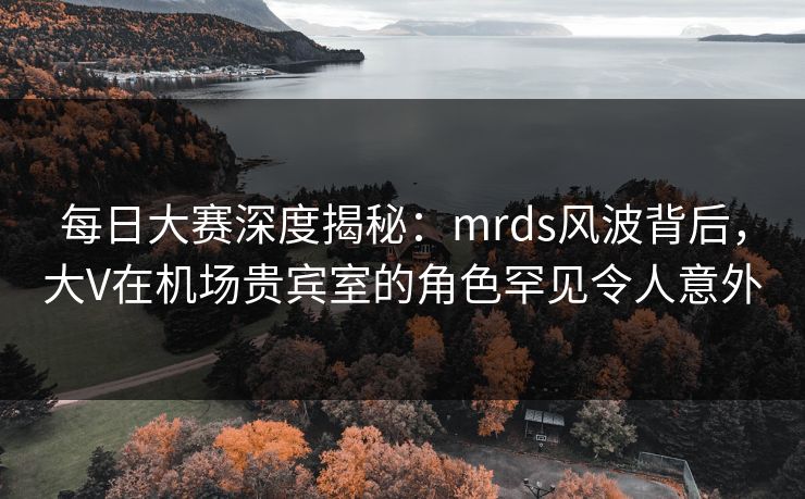 每日大赛深度揭秘:mrds风波背后,大V在机场贵宾室的角色罕见令人意外 每日大赛深度揭秘:mrds风波背后,大V在机场贵宾室的角色罕见令人意外