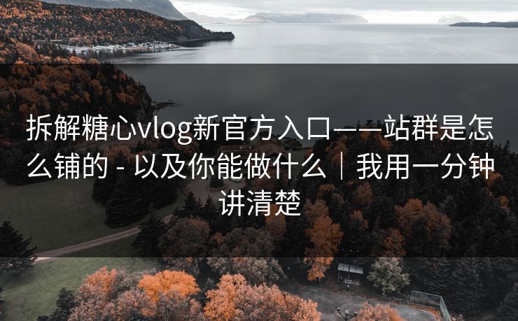 拆解糖心vlog新官方入口——站群是怎么铺的 - 以及你能做什么｜我用一分钟讲清楚